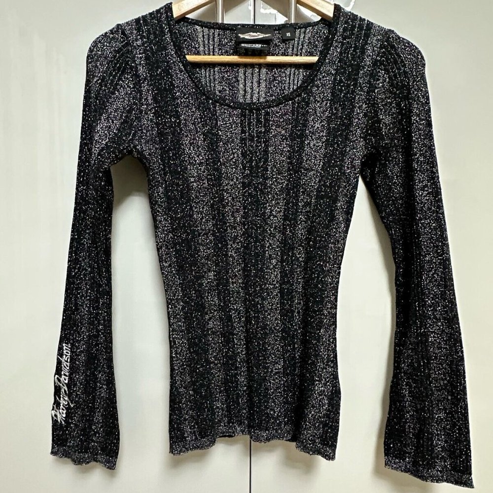 NWOT Harley Davidson Women's Sweater Black & Metallic Sparkling